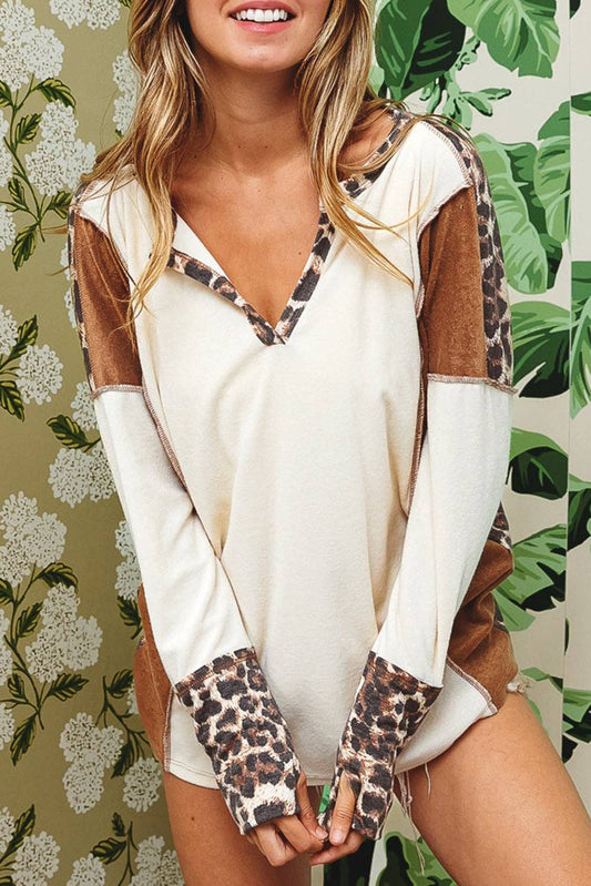 Leopard Colorblock Long Sleeve Top