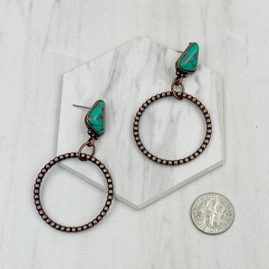 Copper Circle Dangle Earrings