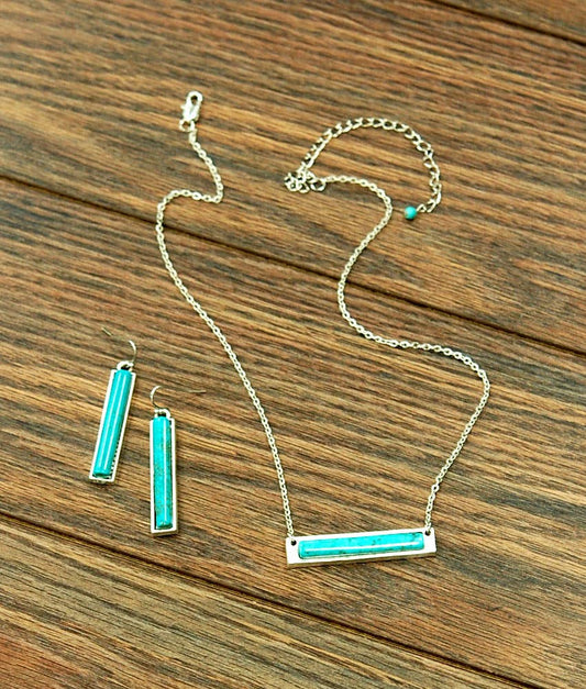 Turquoise Necklace Earrings Set