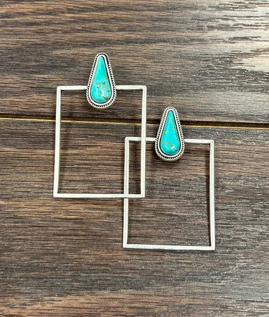 Turquoise Square Dangles