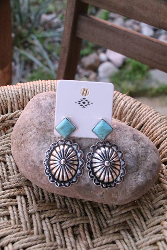 DIAMOND SHAPED TURQUOISE CONCHO DANGLES