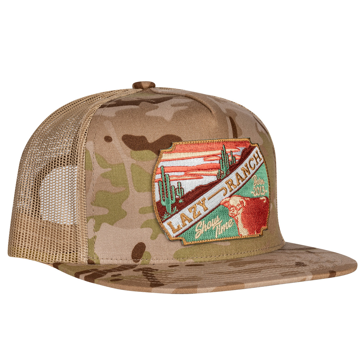 Lazy J Ranch Camo & Tan Desert Show Time Classic Five Panel Trucker Hat