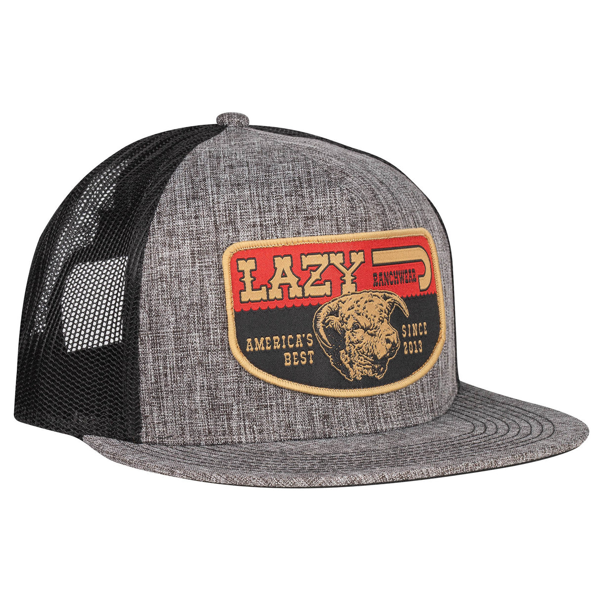 Lazy J Ranch Heather Grey & Black America's Best Banner Classic Five Panel Trucker Hat