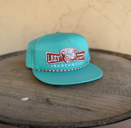 Lazy J Ranch Teal Performance Classic Five Panel Performance Rope Trucker Hat