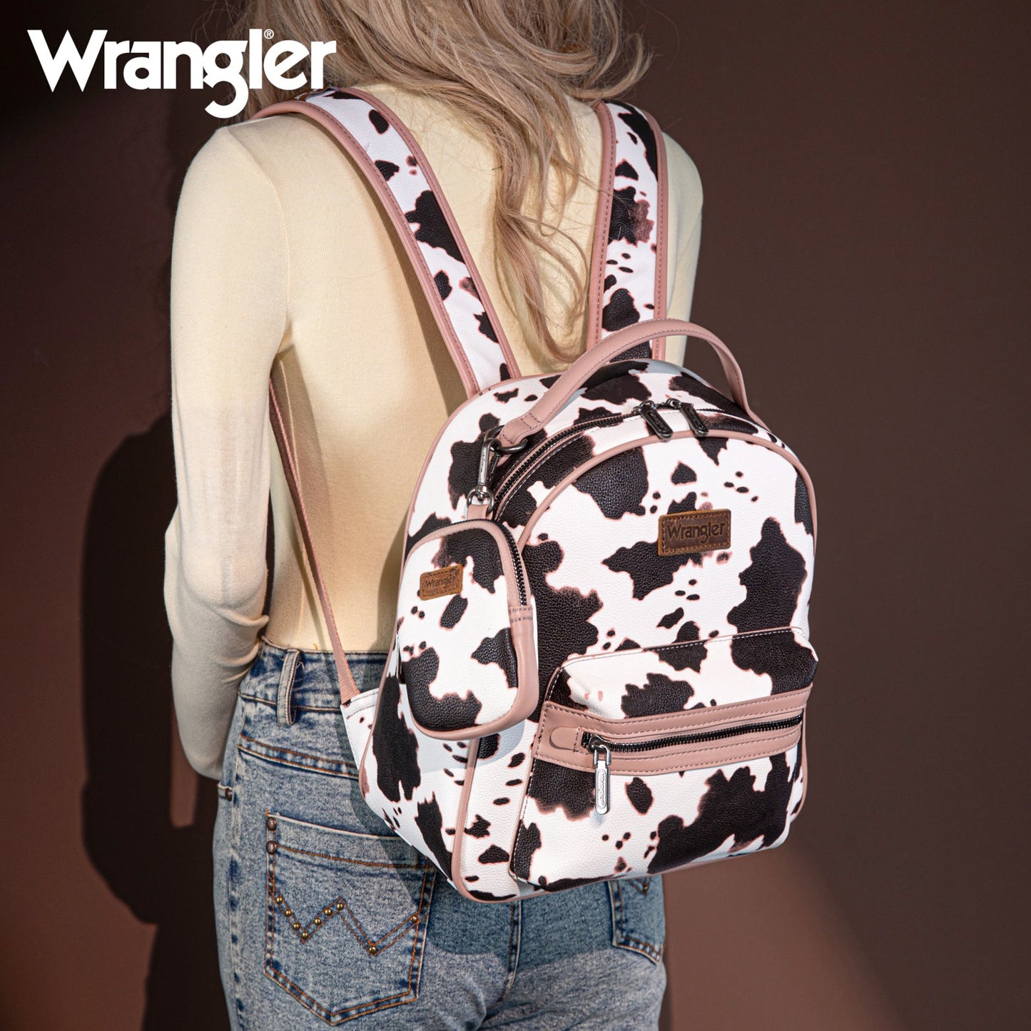 Wrangler Cow Print Backpack With Coin Pouch