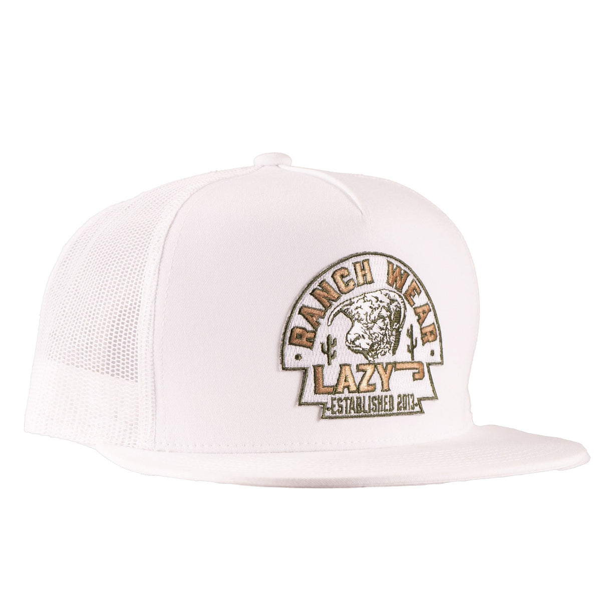 Lazy J Ranch White Olive Arrowhead Classic Five Panel Trucker Hat