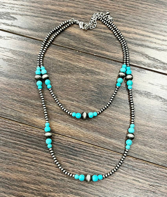 Handmade Navajo Bead Turquoise Necklace