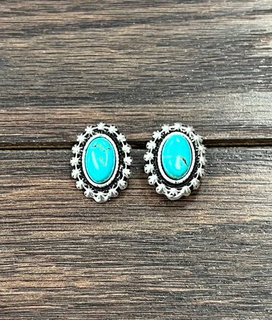 Oval Turquoise Stud Earrings