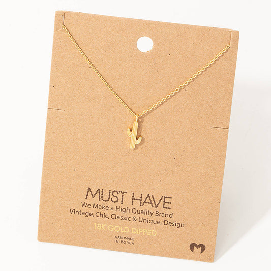 Dainty Cactus Pendant Necklace