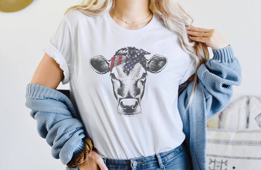 American Flag Cow Tee