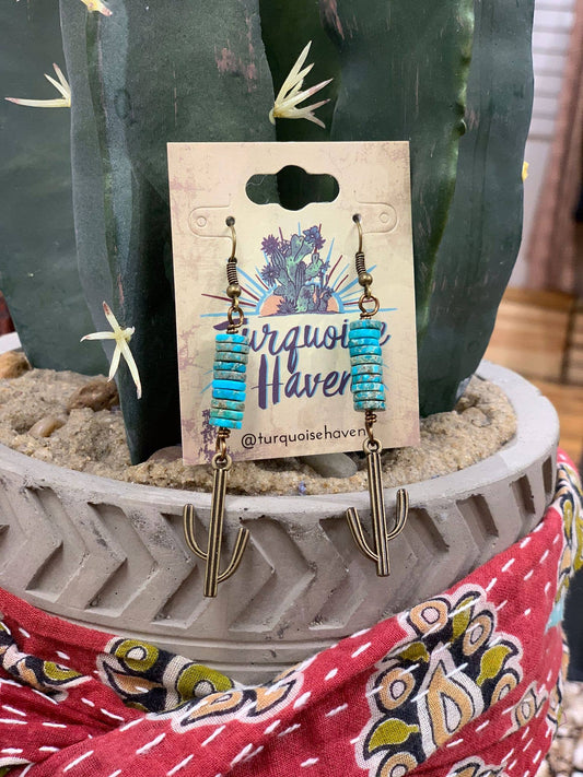 Rust Cactus Earring